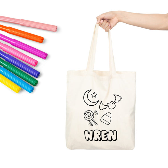 Color Your Own Candy Personalized Halloween Tote Bag