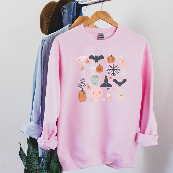 Halloween Sweatshirt - Witch Bat Ghost Pumpkin - Cute Fall Outfit