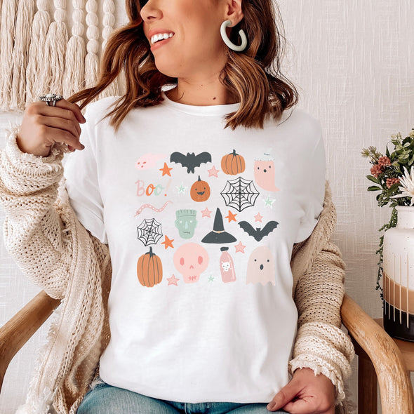 Cute Witch Pumpkin Ghost Bat Halloween Shirt Sweatshirt - Fall Outfit