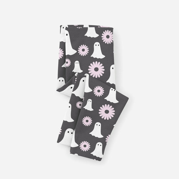 Ghost & Flowers Halloween Girls Toddler and Youth Leggings