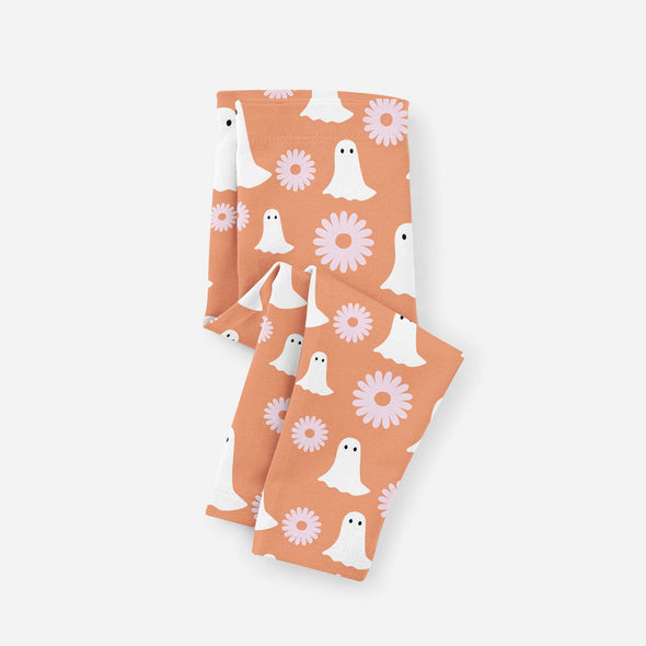 Ghost & Flowers Halloween Girls Toddler and Youth Leggings