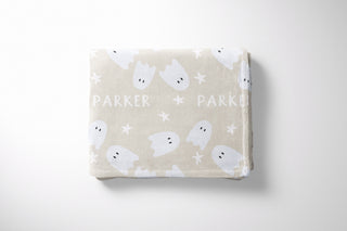 Ghost and Stars Halloween Name Blanket - Personalized Halloween Gift for Boys and Girls