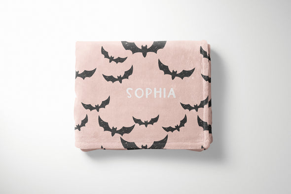 Bats Halloween Custom Name Personalized Gift Blanket