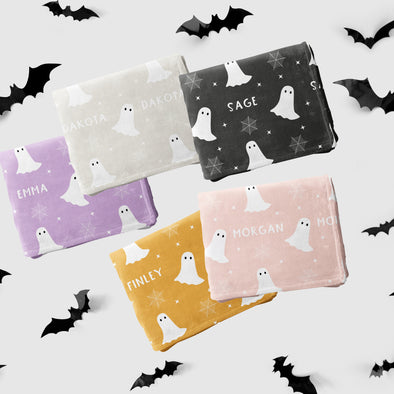 Halloween Name Blanket - Ghost and Web Design
