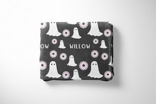 Ghosts and Flowers Custom Halloween Name Blanket - Personalized Gift