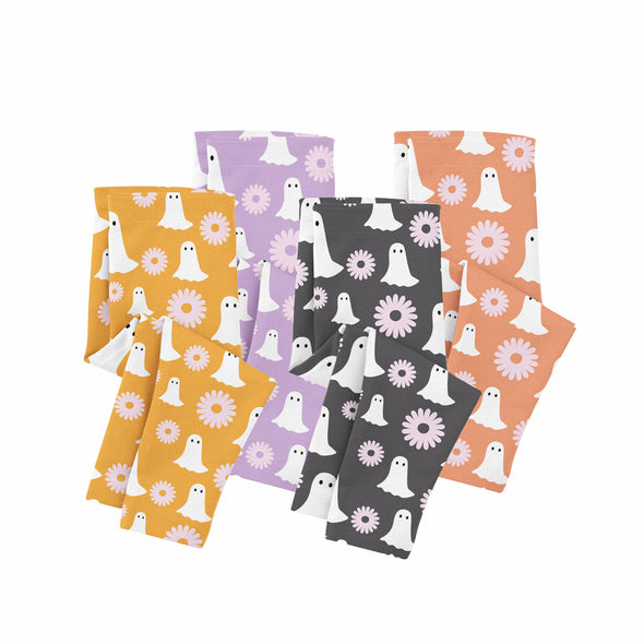 Ghost & Flowers Halloween Girls Toddler and Youth Leggings