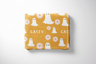 Ghosts and Flowers Custom Halloween Name Blanket - Personalized Gift