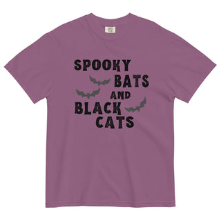 Spooky Bats and Black Cats Purple Halloween T-Shirt, Comfort Colors Shirt, Women&#39;s Spooky Halloween