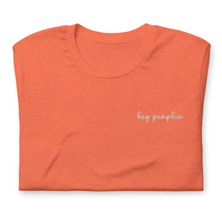 Hey Pumpkin Embroidered Orange T-Shirt