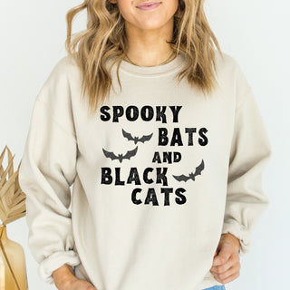 Spooky Bats and Black Cats Halloween Crewneck Sweatshirt