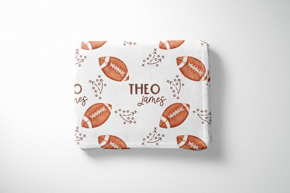 Custom Football Blanket with Personalized Name and Cozy Design