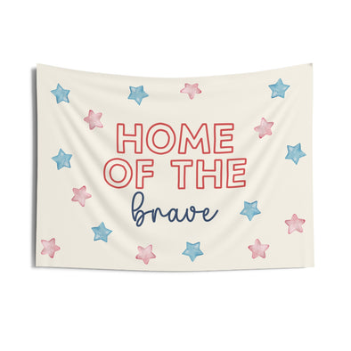 Home of the Brave Patriotic Banner - Memorial Day and 4th of July Decor with Patriotic Backdrop