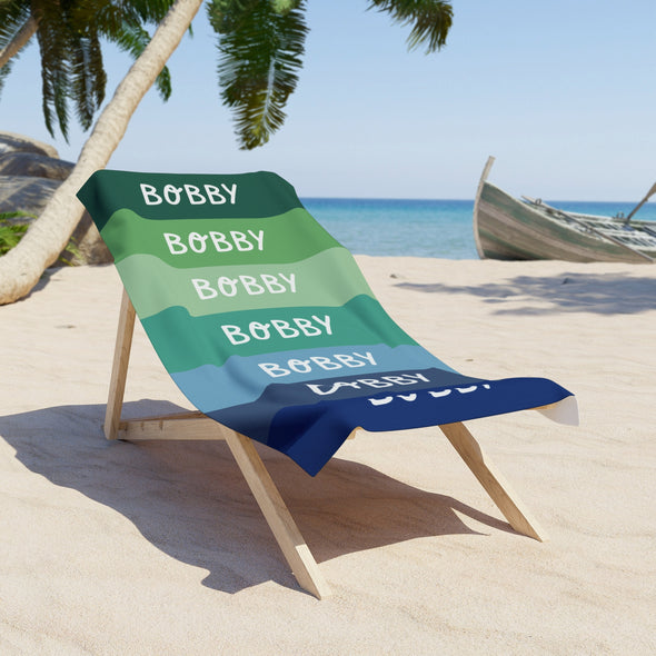 Personalized Boy Beach Towel with Custom Name - Retro