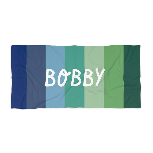 Personalized Boy Beach Towel - Custom Name  Vacation Camp RETRO Style