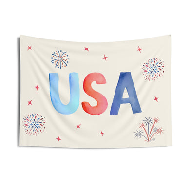 USA Patriotic Banner - Memorial Day and 4th of July Wall Decor and Backdrop