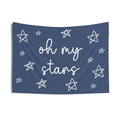 Oh My Stars Blue Patriotic Banner - Stars Memorial Day  4th of July Decor Backdrop
