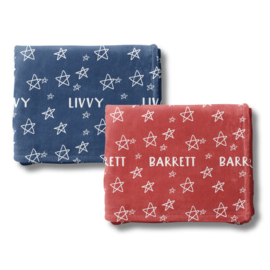 Custom Patriotic Stars Name  Holiday Blanket - Personalized 4th of July Memorial Day Summer Gift