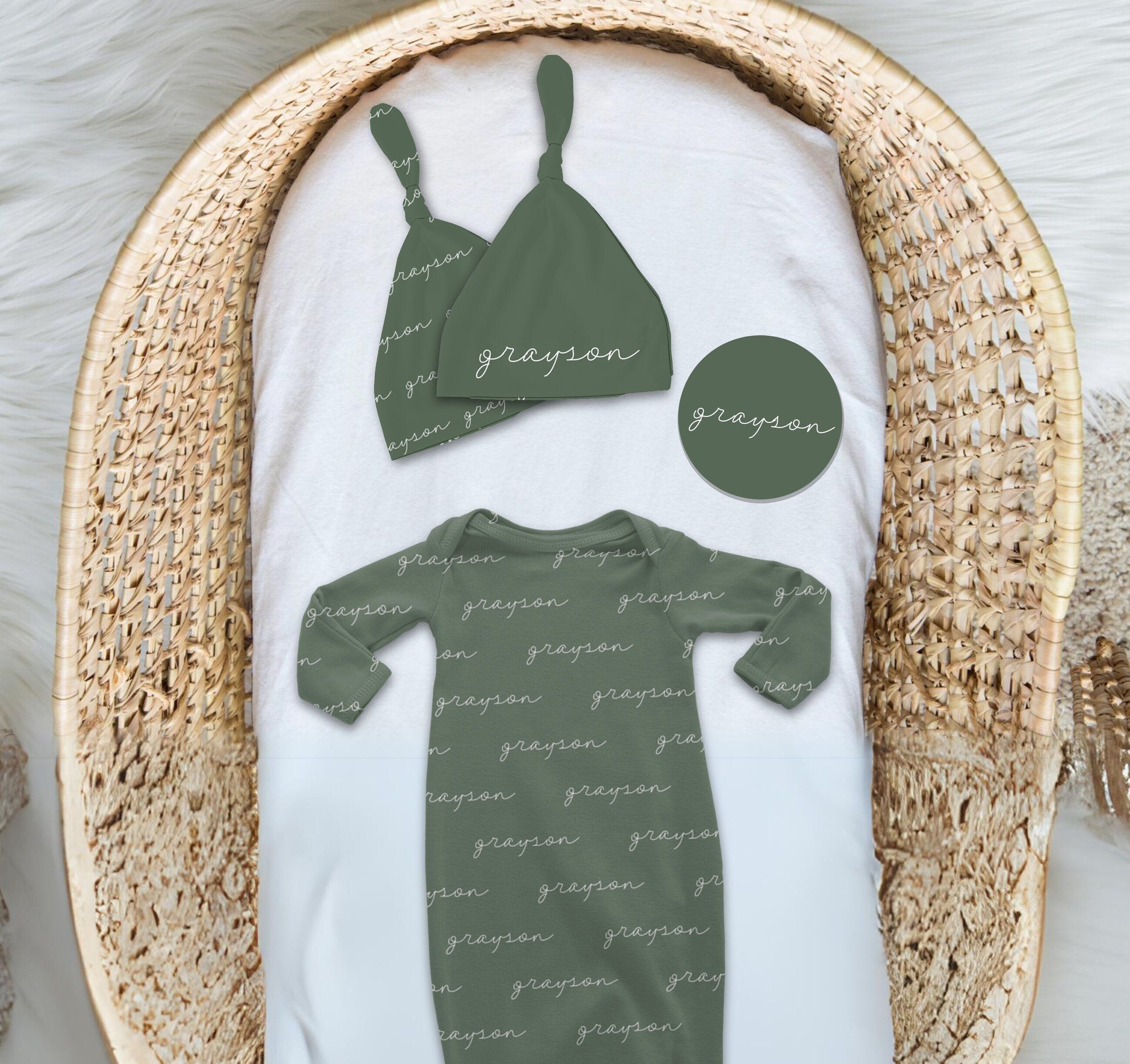 Personalized Newborn Swaddle Set Boy, Custom Swaddle and Hat Set