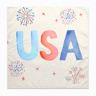 a flag with the word usa painted on it