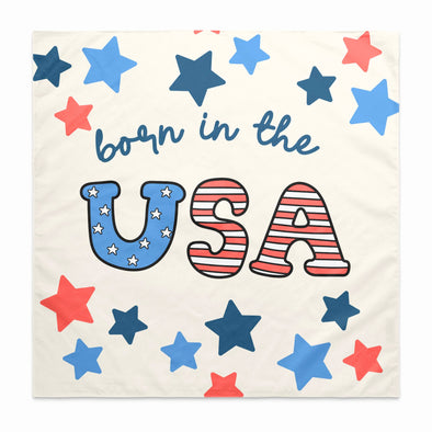 a flag with the words born in the usa on it