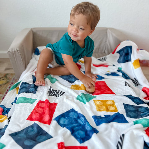 Building Bricks Minky Name Blanket – Soft, Custom, Kids Gift – The