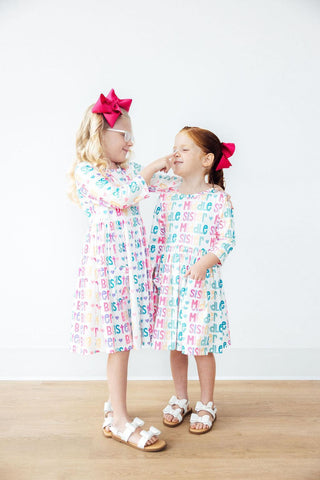 Big Sister 3/4 Sleeve Pocket Twirl Dress
