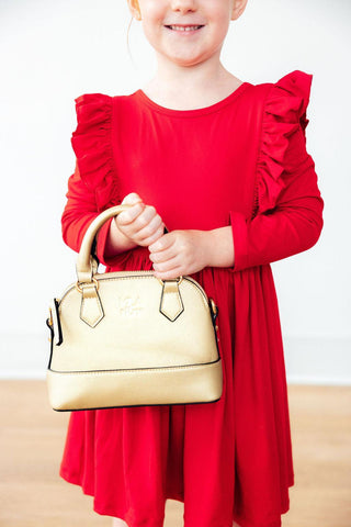 Red L/S Ruffle Twirl Dress
