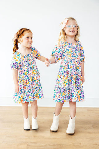 Garden Groove Smocked Ruffle Dress