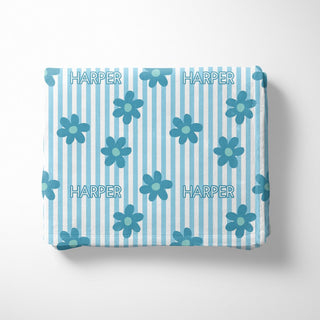 Blue Daisy Name Blanket