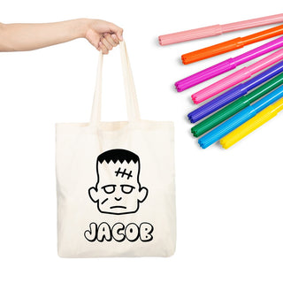 Custom Name Monster Halloween Tote Bag - Perfect for Trick or Treating