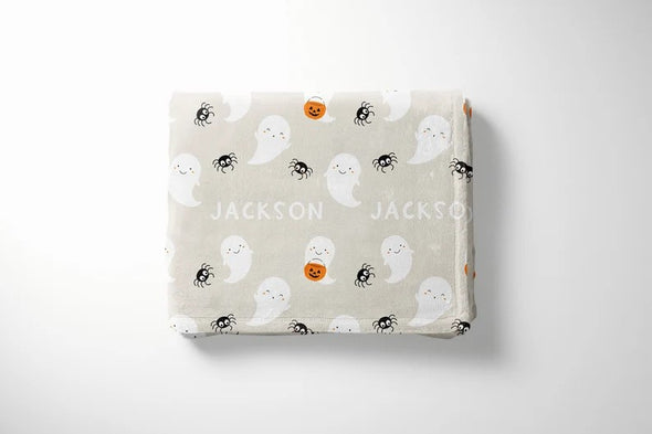 Ghost and Spider Personalized Halloween Blanket