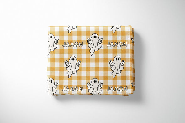Halloween Ghost Buffalo Plaid Blanket