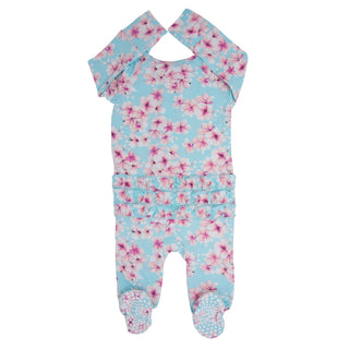 Pretty Pink Floral Ruffle Footie