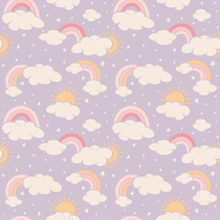 Lavender Rainbows and Clouds Zipper Footie
