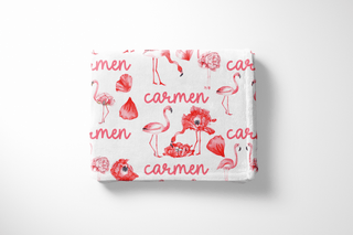 Flamingo Flowers Name Blanket