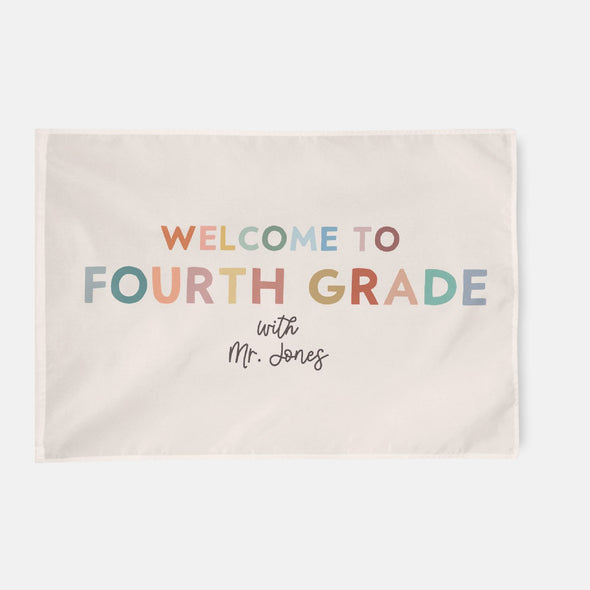 welcome to fourth grade customizable wall tapestry for teachers