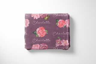 Purple and Pink Peonies - Flower Name Blanket