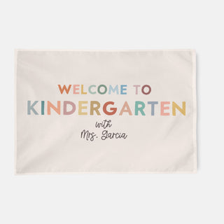 welcome to kindergarten customizable wall tapestry for teachers