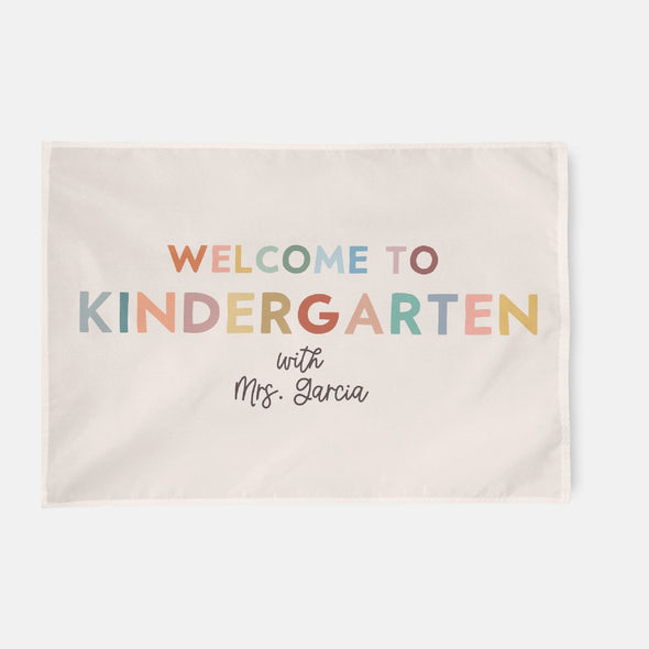 welcome to kindergarten customizable wall tapestry for teachers