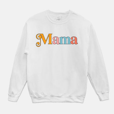 white mama sweatshirt with retro style graphic