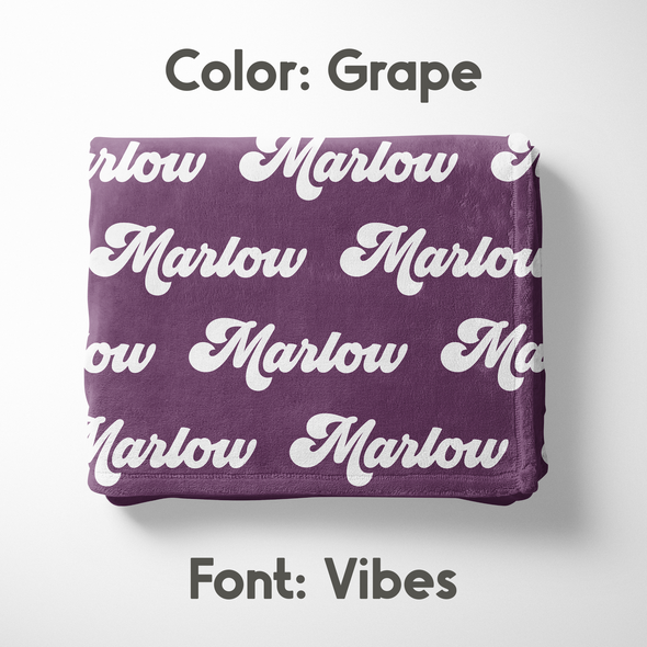 Purples Personalized Name Blanket - Classic Name, With Font Preview