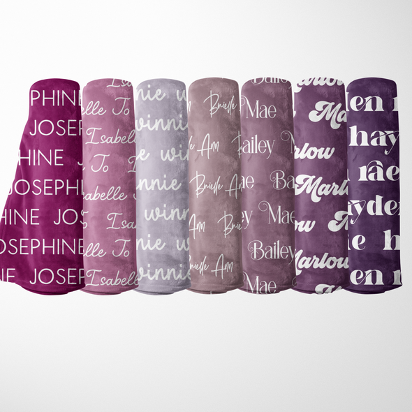 Purples Personalized Name Blanket - Classic Name, With Font Preview