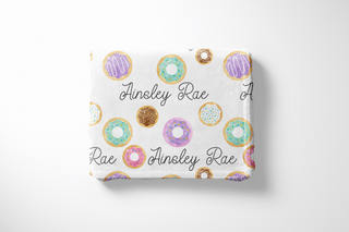 White Donuts Minky Name Blanket