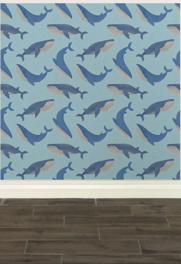 whale print peel and stick wallpaper for nurseries and bedrooms