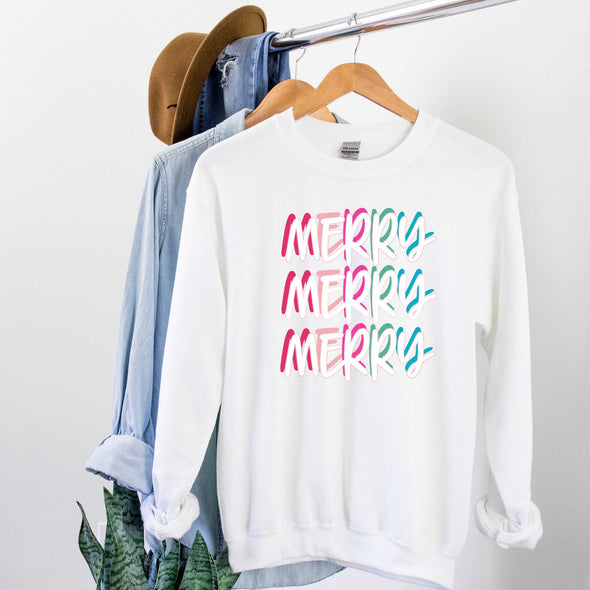 Merry Merry Mery Sweatshirt, Merry Shirt, Pink Christmas, Cute Christmas Shirt, Cute Christmas Sweatshirt