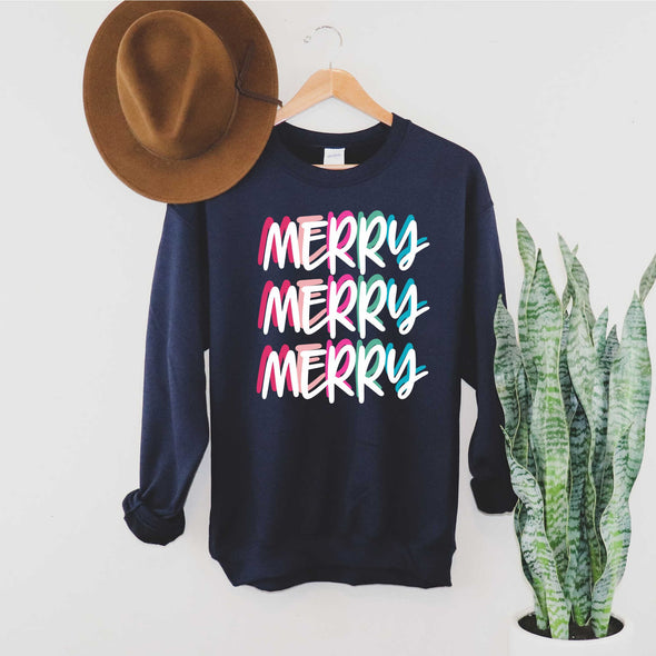 Merry Merry Mery Sweatshirt, Merry Shirt, Pink Christmas, Cute Christmas Shirt, Cute Christmas Sweatshirt