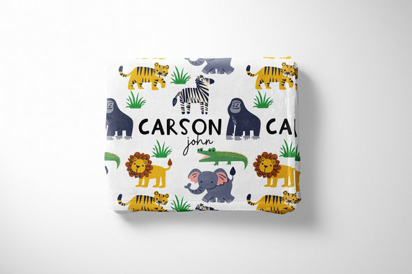 Safari Baby Blanket, Personalized Baby Gift, Elephant baby blanket, Baby Boy Gift, Newborn baby gift, Baby Shower Gift, Lion Gorilla Zebra