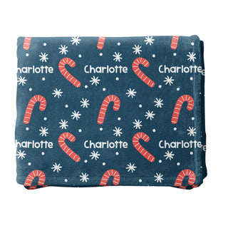 Personalized Candy Cane Blanket, Custom Name Blanket, Christmas Gift, Holiday Blanket, Stocking Stuffer, Christmas Decor, Blanket Gift