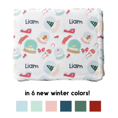 Personalized Snowglobe Blanket, Custom Name Blanket, Christmas Gift, Holiday Blanket, Stocking Stuffer, Christmas Decor, Blanket Gift