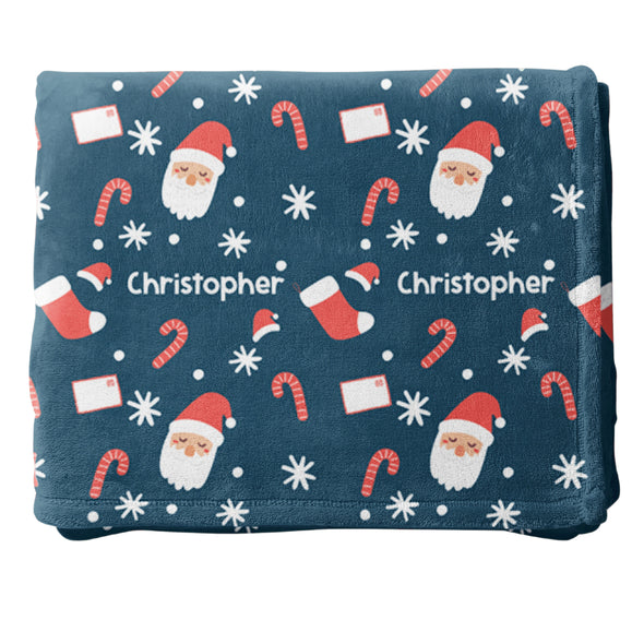 Personalized Santa Stocking Blanket, Custom Name Blanket, Christmas Gift, Holiday Blanket, Stocking Stuffer, Christmas Decor, Blanket Gift